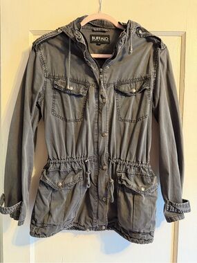 Buffalo David Bitton Gray Hooded Utility Jacket